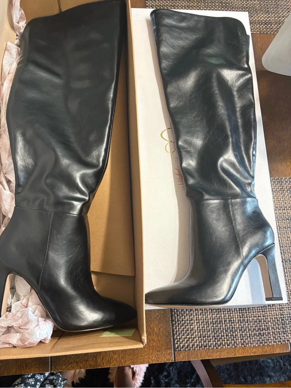 Jessica Simpson Black Over-the-Knee Leather Boots with Block Heel